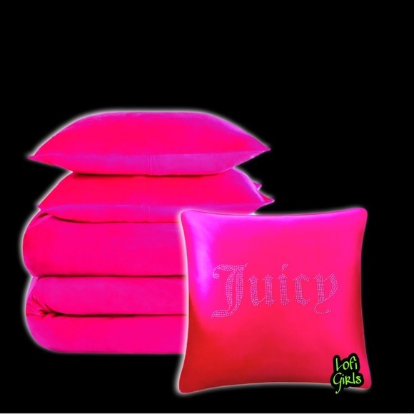 Juicy Couture Gothic Bling Crystal Logo Velour Tracksuit Comforter 4 pc Bed Set